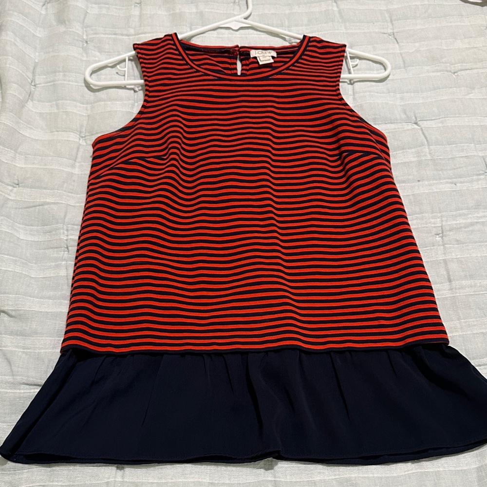 J. Crew Red and Navy Blue Striped Tank Top